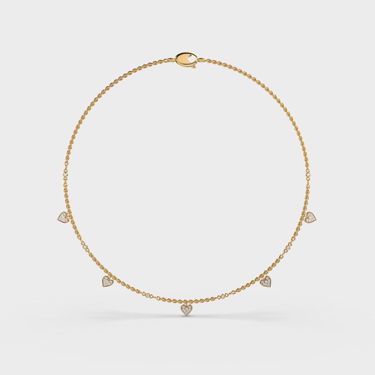 Dainty Hearts Charm Diamond Necklace