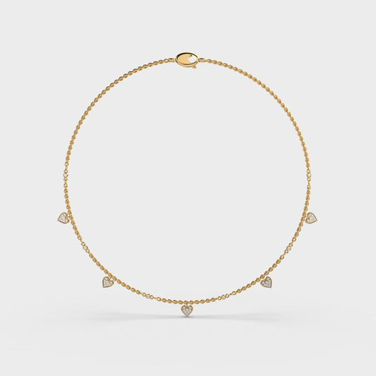 Dainty Hearts Charm Diamond Necklace