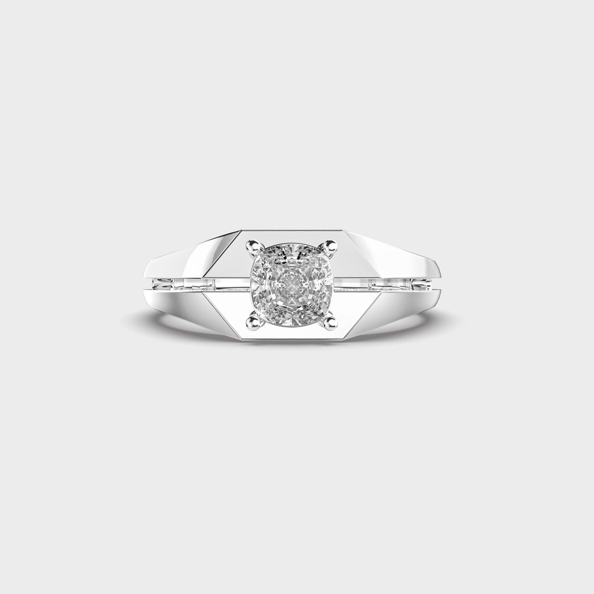 Dual Tone Geometric Round Diamond Ring For Men - View 7