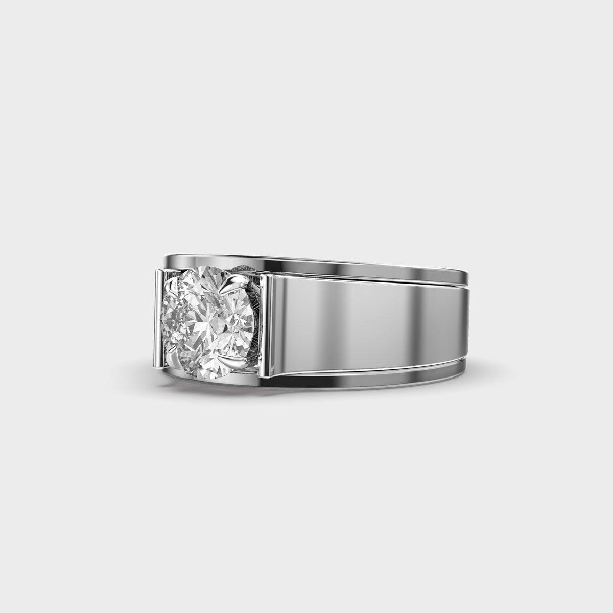 Dual Tone Diamond Solitaire Band Ring for Men - View 7