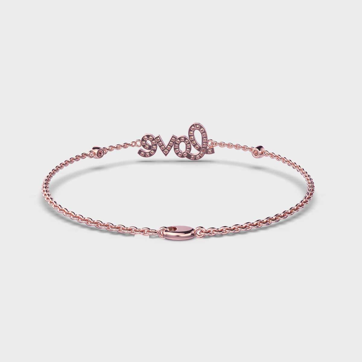 Dear Love Chain Bracelet with Diamonds