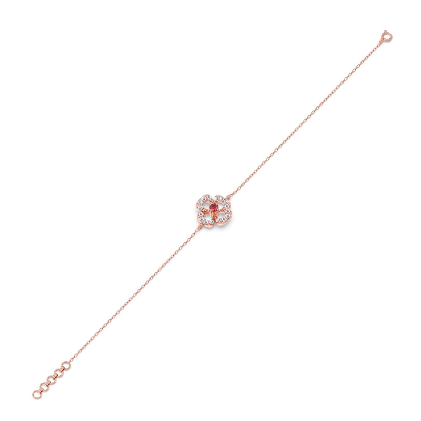 Red Gemstone Diamond Chain Bracelet