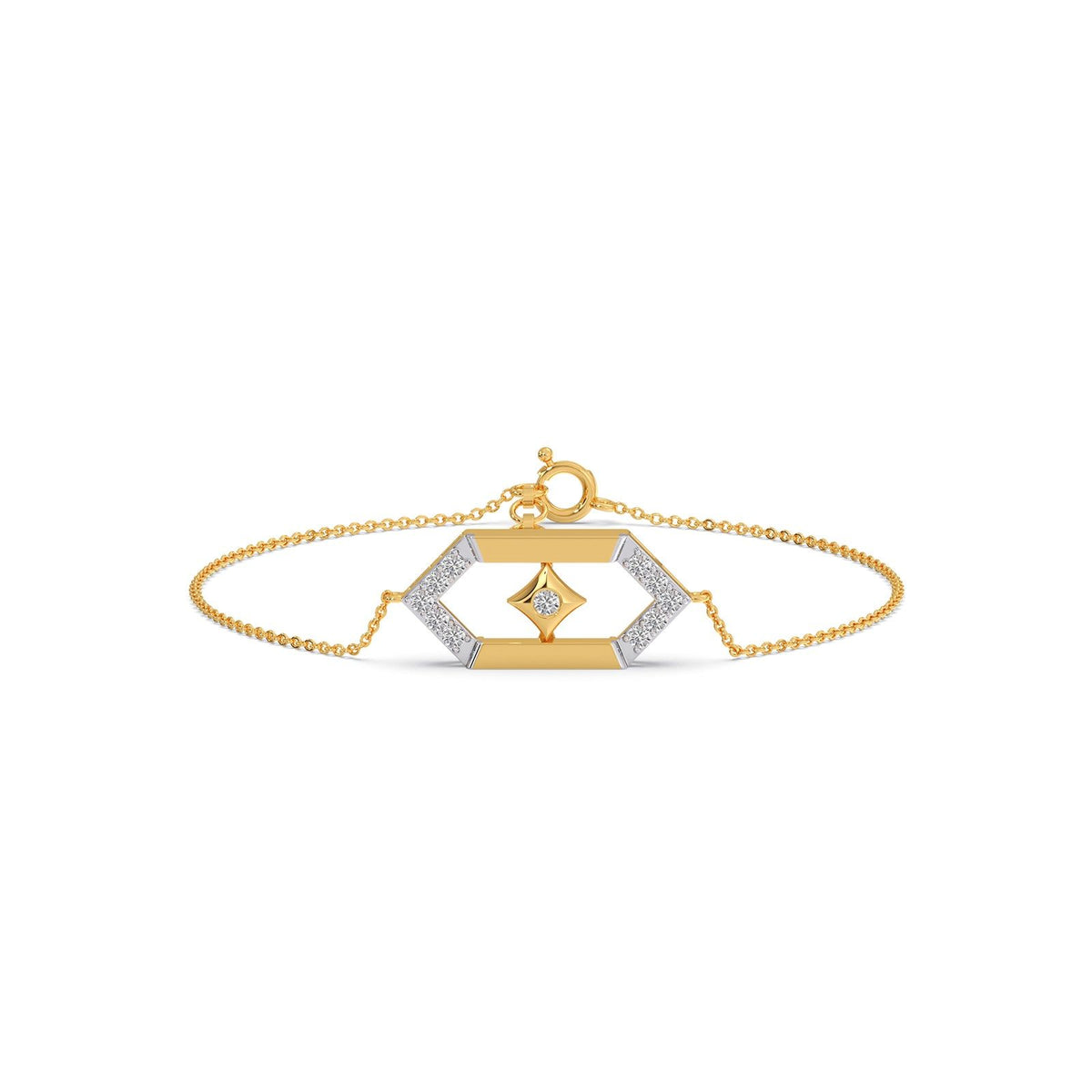 Flutter Diamond Hex Link Chain Bracelet