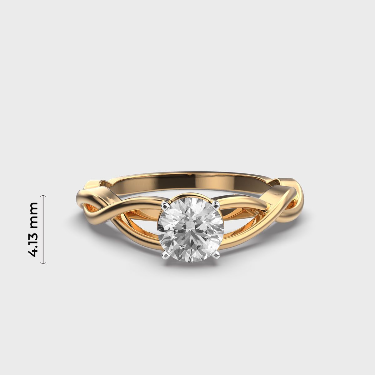 Twisted Vine Solitaire Diamond Band Ring - View 5