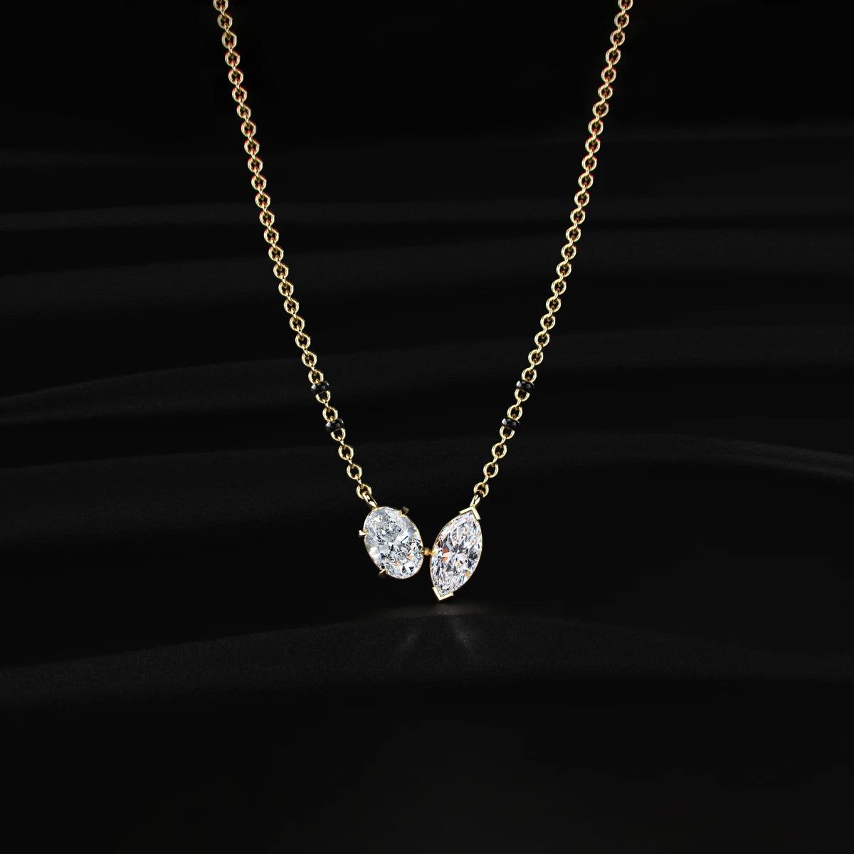 Oval and Marquise Shape Diamond Toi Et Moi Mangalsutra