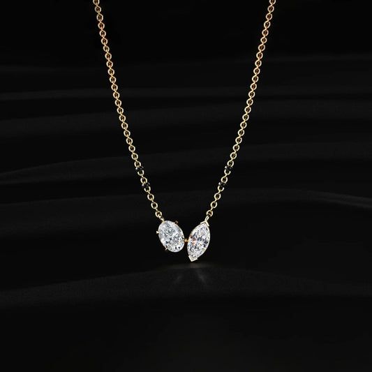 Oval and Marquise Shape Diamond Toi Et Moi Mangalsutra