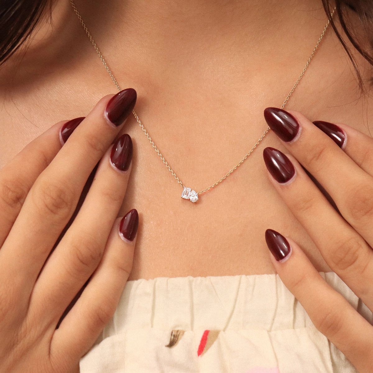 Toi Et Moi Emerald And Pear Necklace