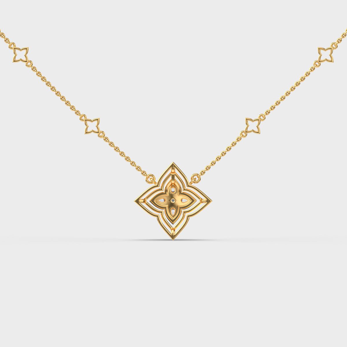 Dainty Flower Mesh Star Diamond Necklace