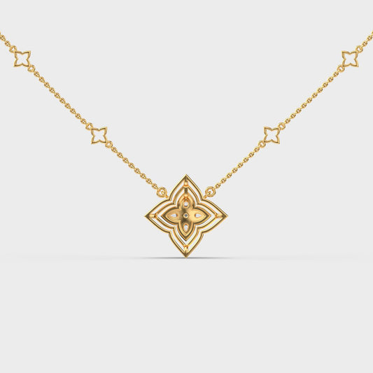 Dainty Flower Mesh Star Diamond Necklace