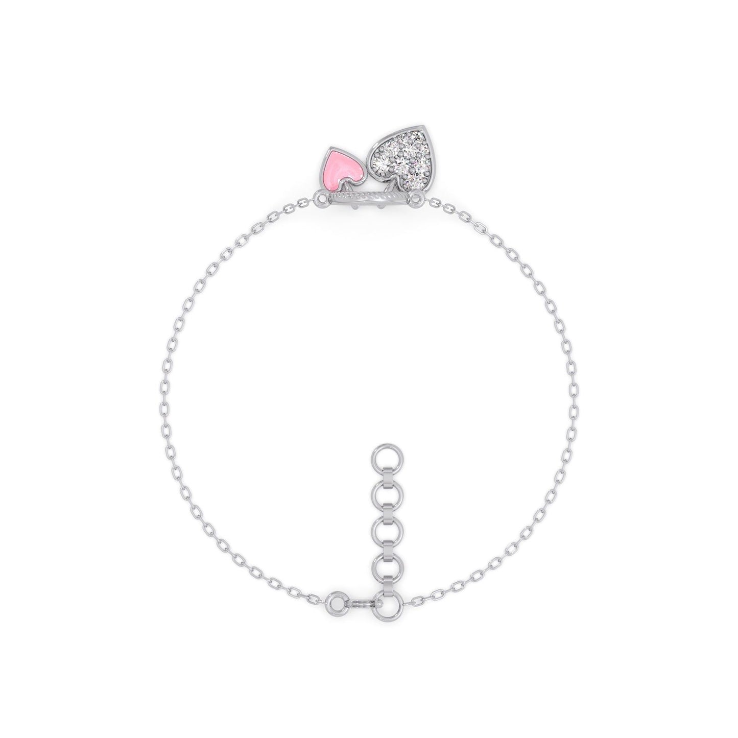 Twinkling Twin Hearts Diamond Kids Bracelet