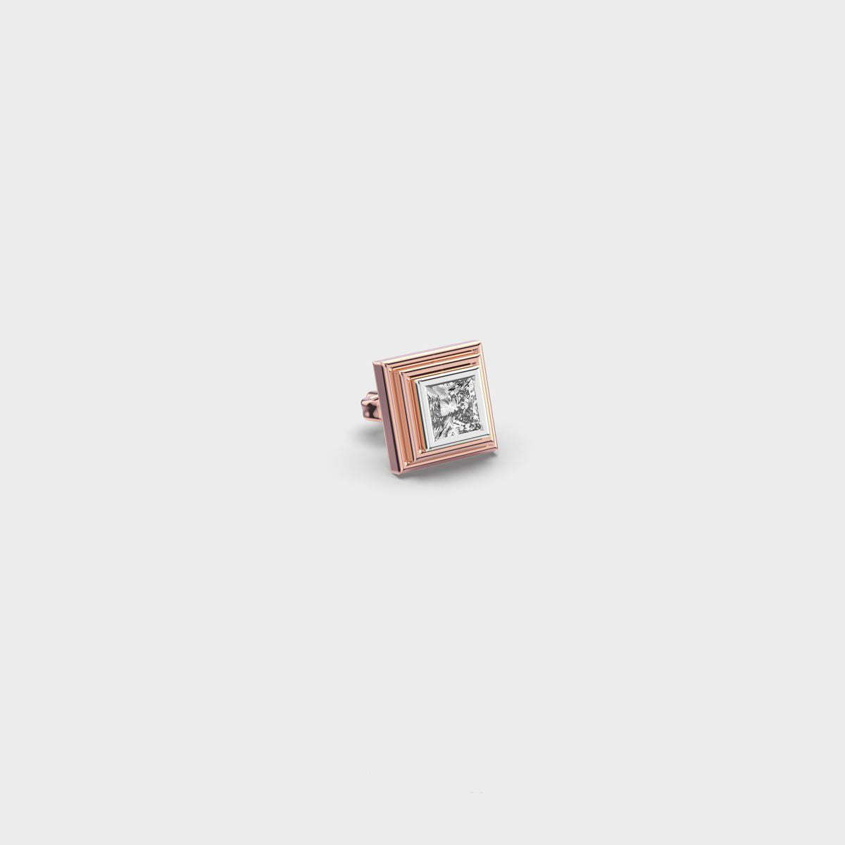Square Shaped Princess Cut Diamond Stud For Men