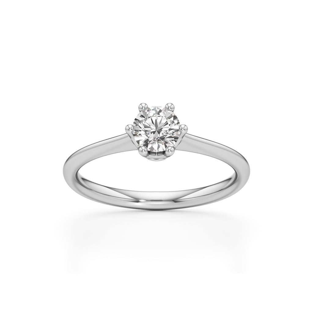 Crystellea 0.50Ct Six Prong Round Cut Solitaire Ring