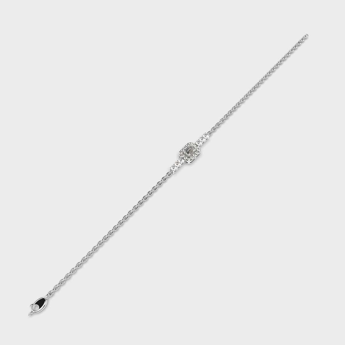 Edgy Halo Emerald Cut Diamond Bracelet