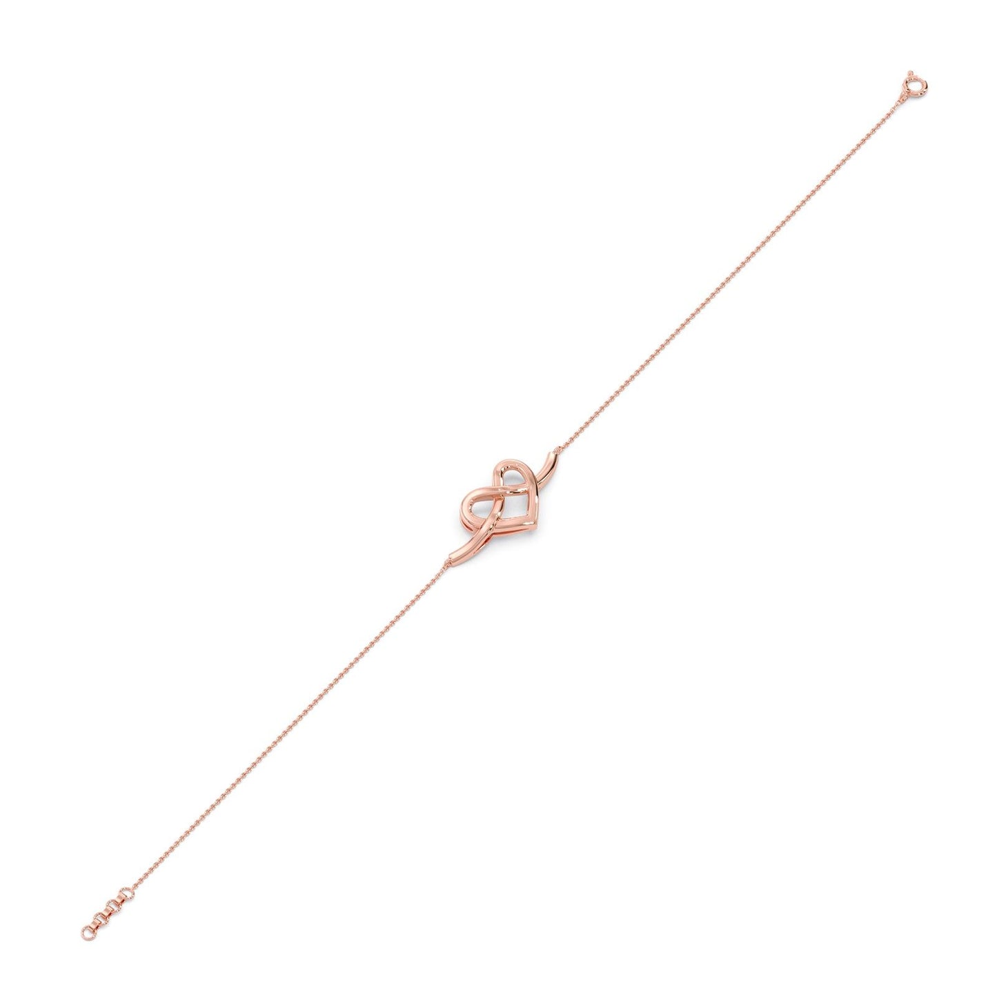 Intertwined Heart Plain Gold Chain Bracelet