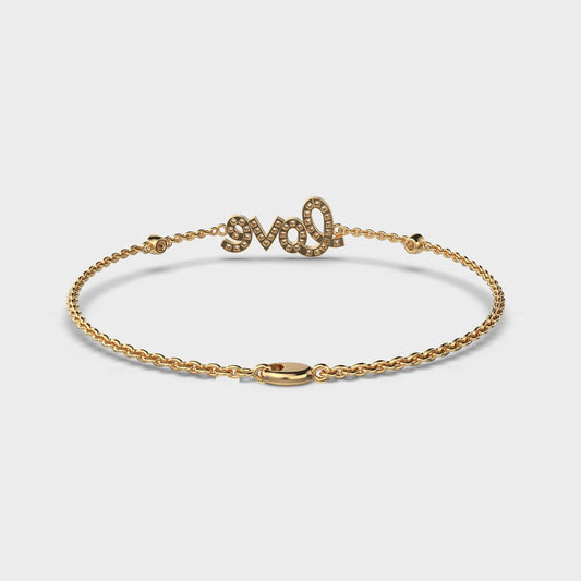 Dear Love Chain Bracelet with Diamonds