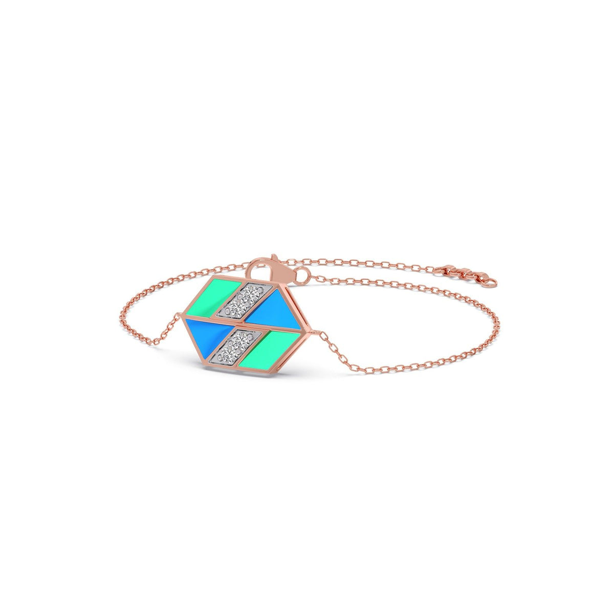 Hexora-Enamel Cobalt Diamond Chain Bracelet