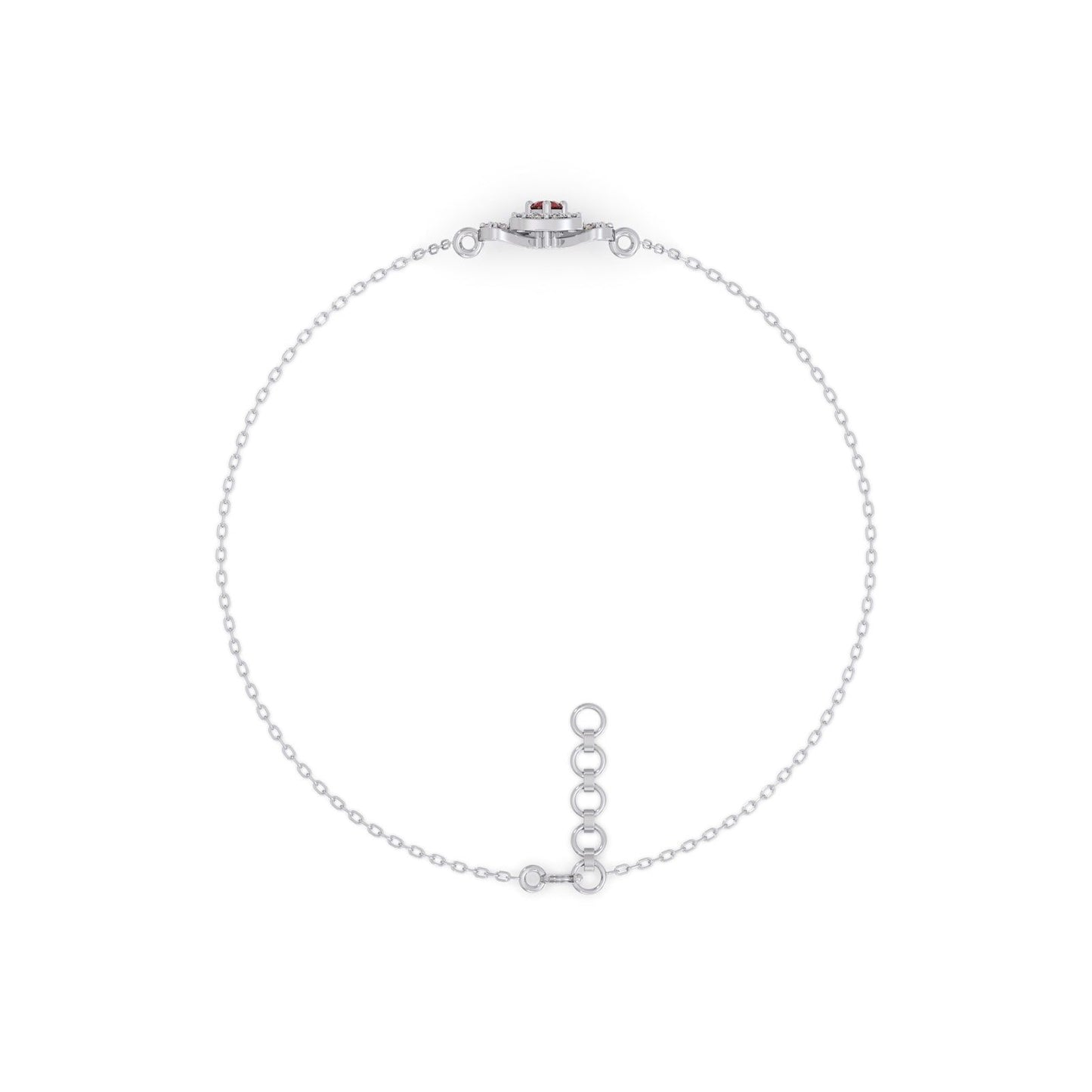 Red Gemstone Diamond Chain Bracelet