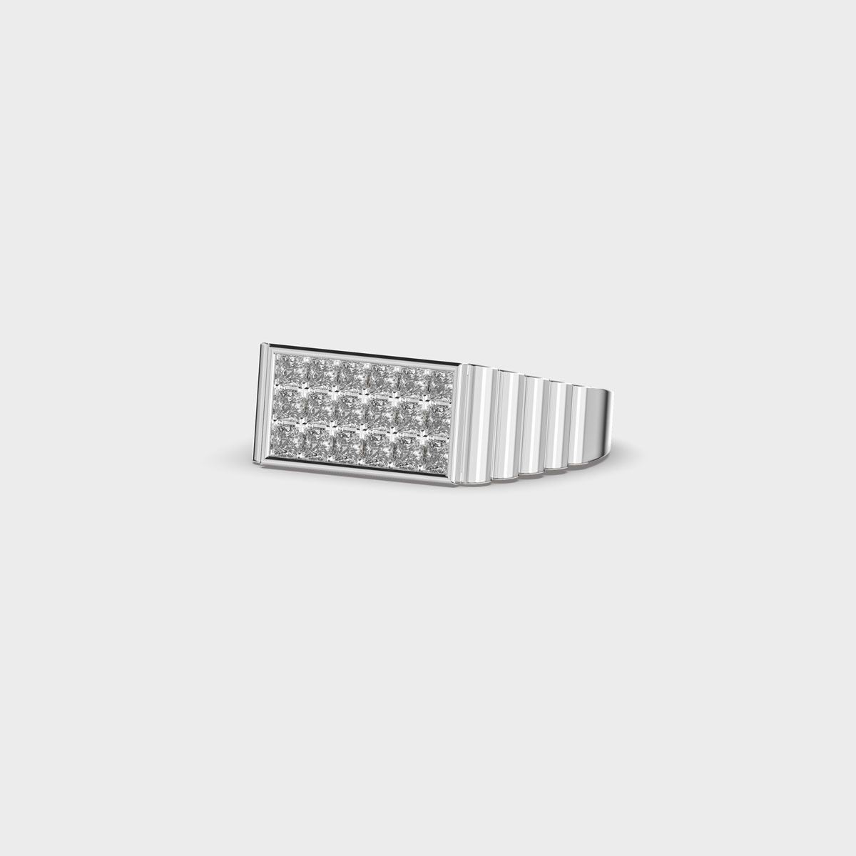 Princess Cut Grid Signet Diamond Ring For Men - View 7