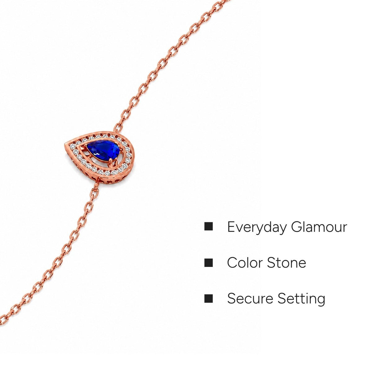 Blue Teardrop Halo Diamond Bracelet