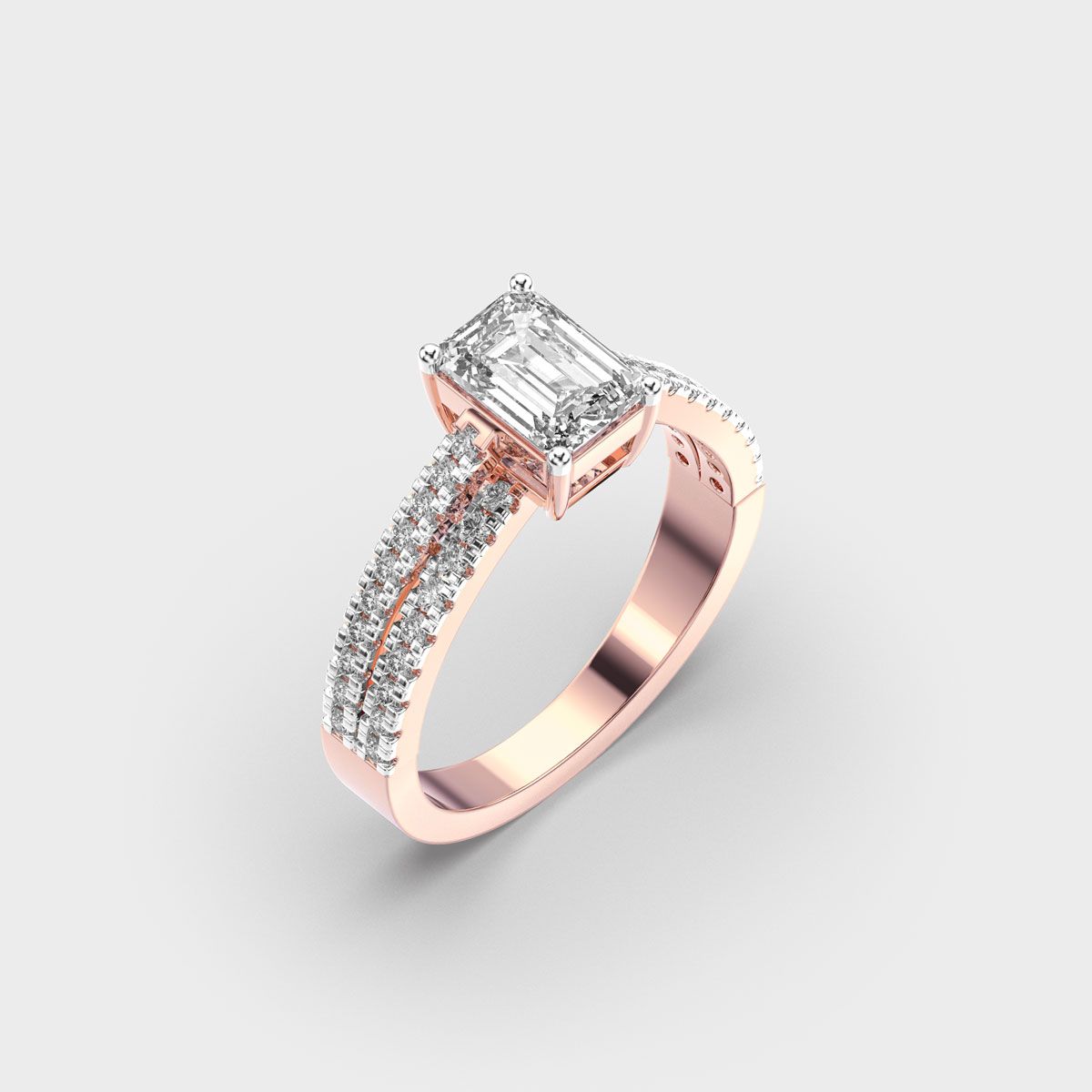 Elvira Emerald Cut Diamond Ring - View 8