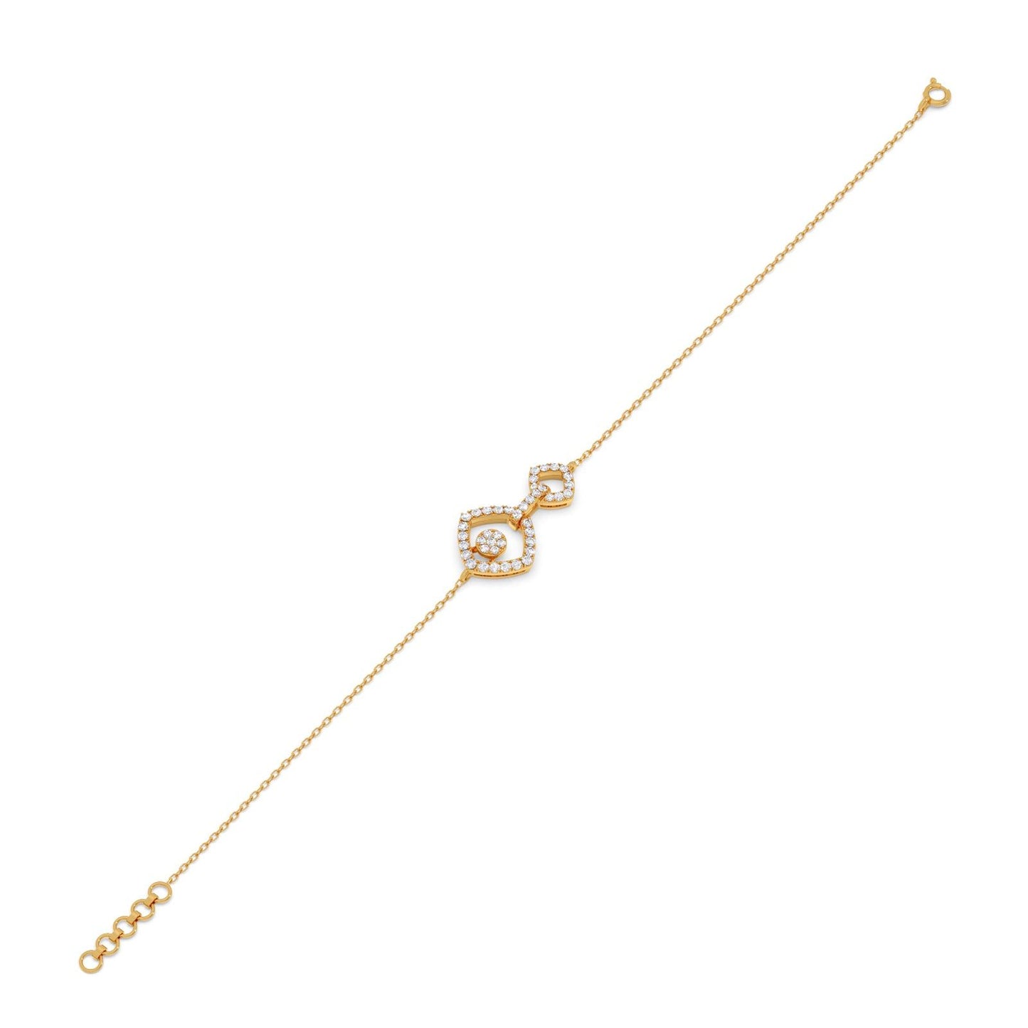 Interlocking Geometric Shape Diamond Chain Bracelet