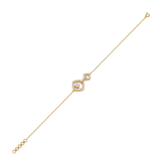 Interlocking Geometric Shape Diamond Chain Bracelet