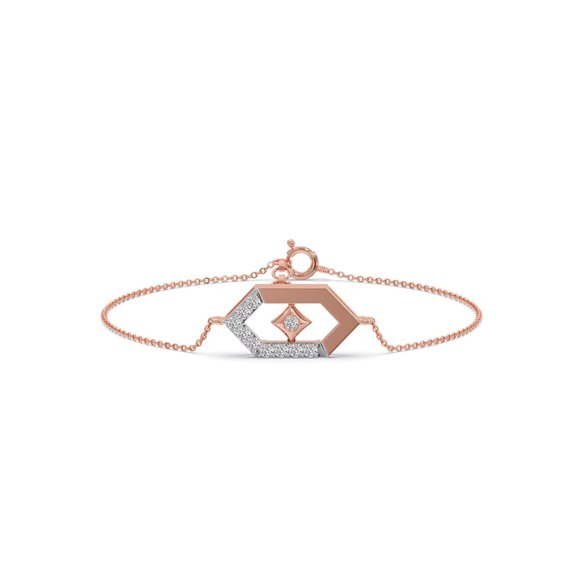 Six-Sided Glamour Diamond Chain Bracelet