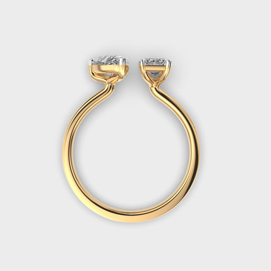 Toi Et Moi Emerald & Pear Diamond Ring - View 4