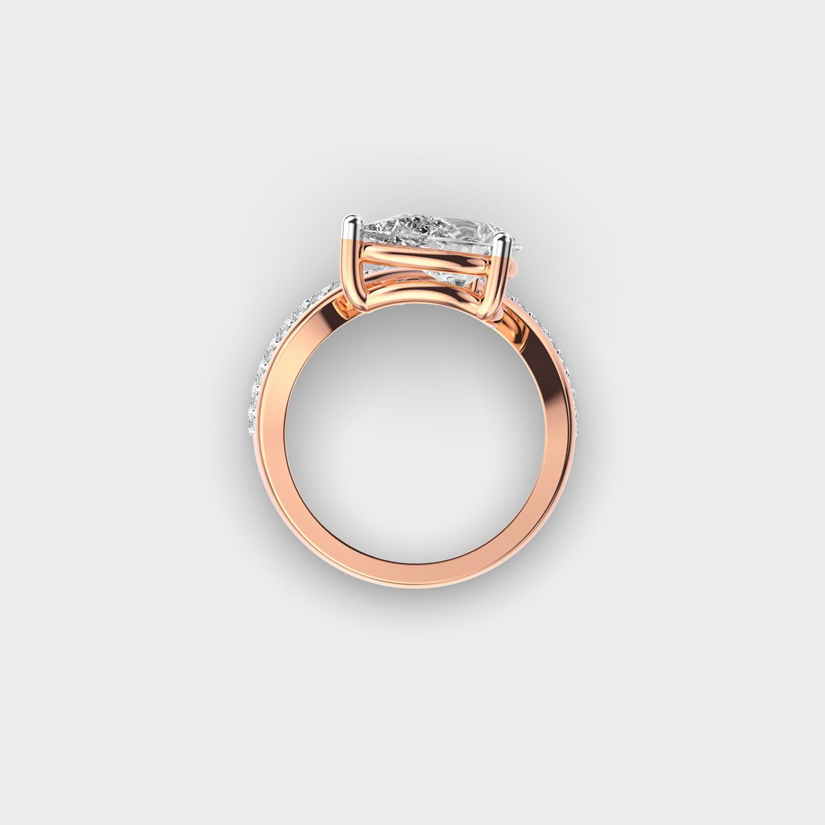 Elegant Pear Wave Diamond Ring - View 9