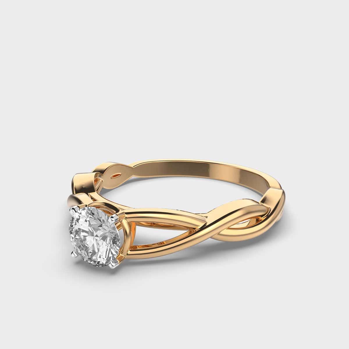 Twisted Vine Solitaire Diamond Band Ring - View 3