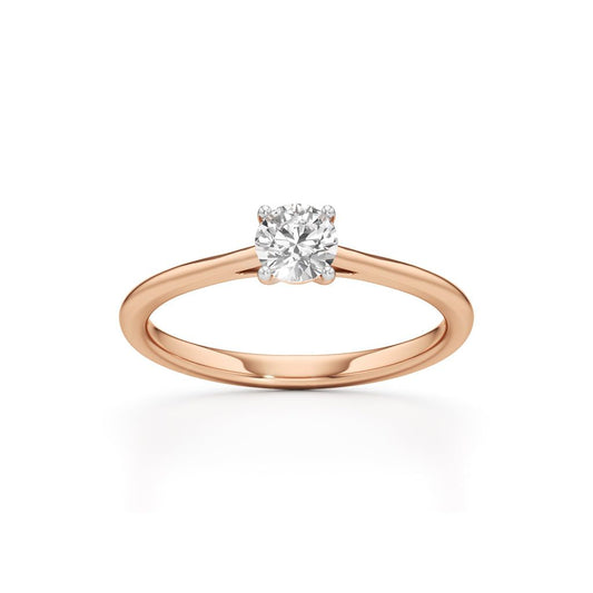Solienara four prong round cut solitaire ring