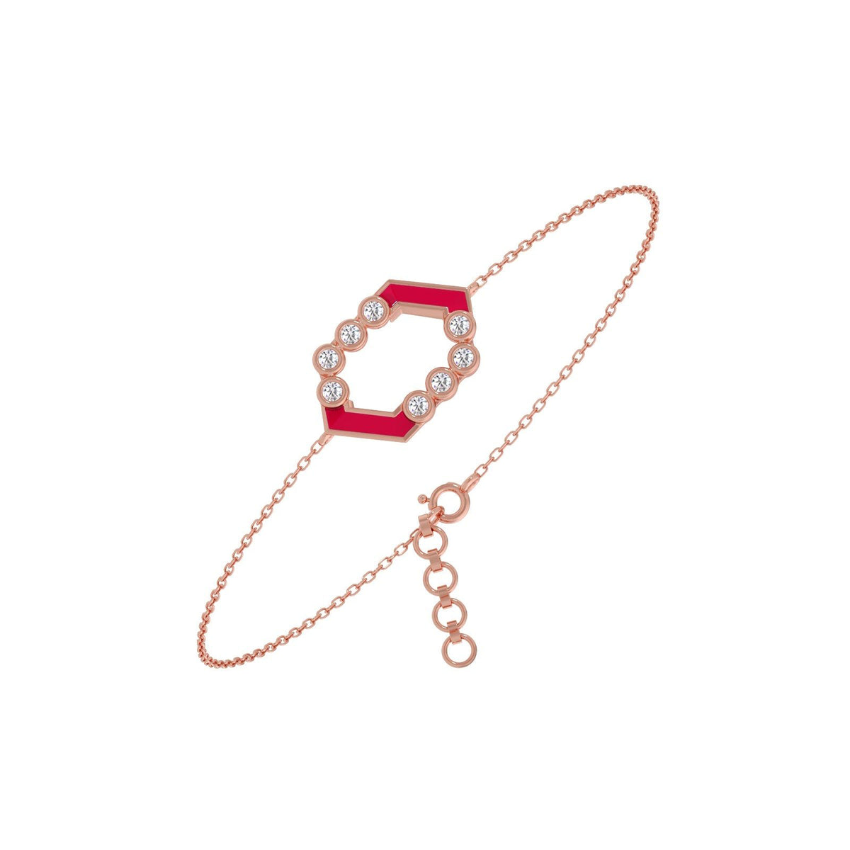 Hexora-Enamel Scarlet Diamond Chain Bracelet