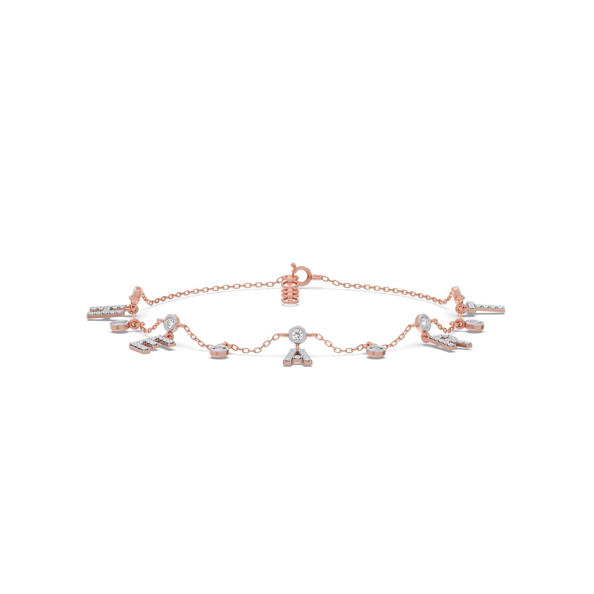 Heart Letters Diamond Charm Bracelet