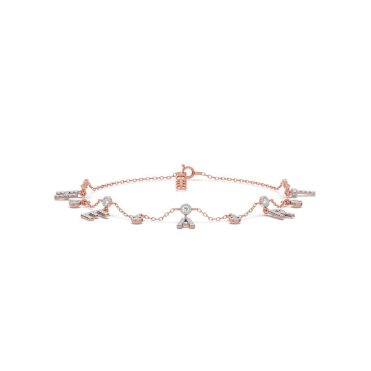 Heart Letters Diamond Charm Bracelet