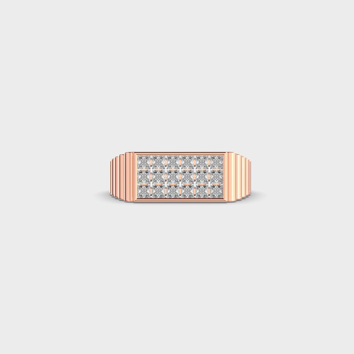 Princess Cut Grid Signet Diamond Ring For Men - View 1