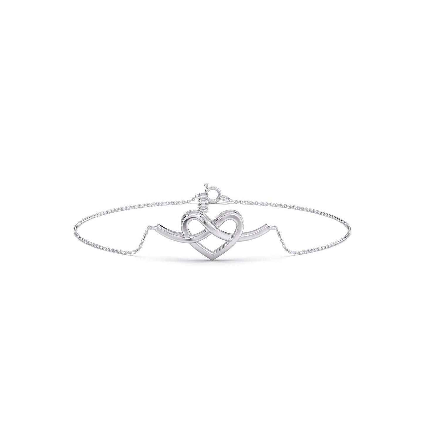 Intertwined Heart Plain Gold Chain Bracelet