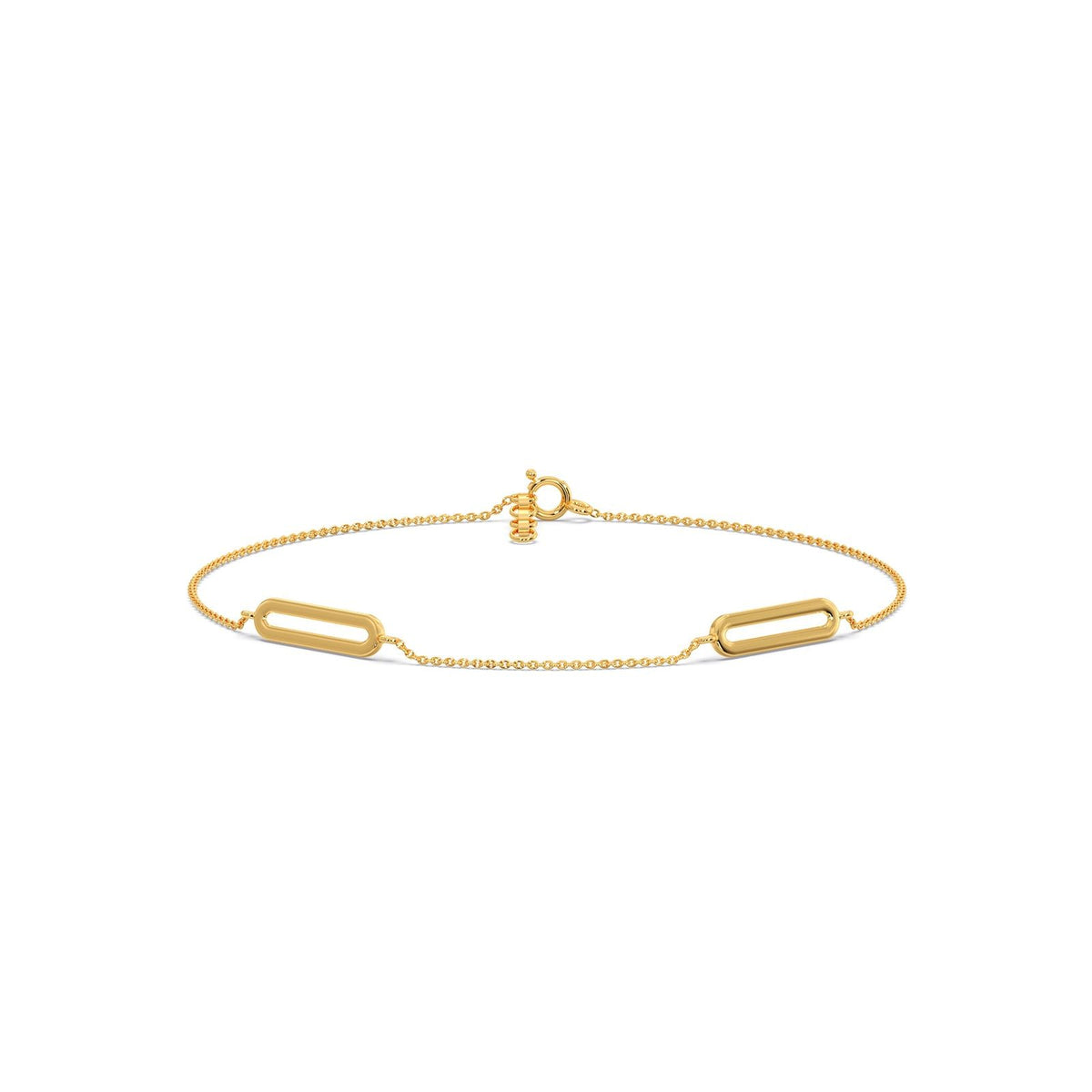 Trombone Link Plain Gold Chain Bracelet