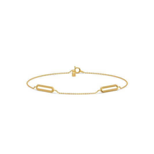 Trombone Link Plain Gold Chain Bracelet