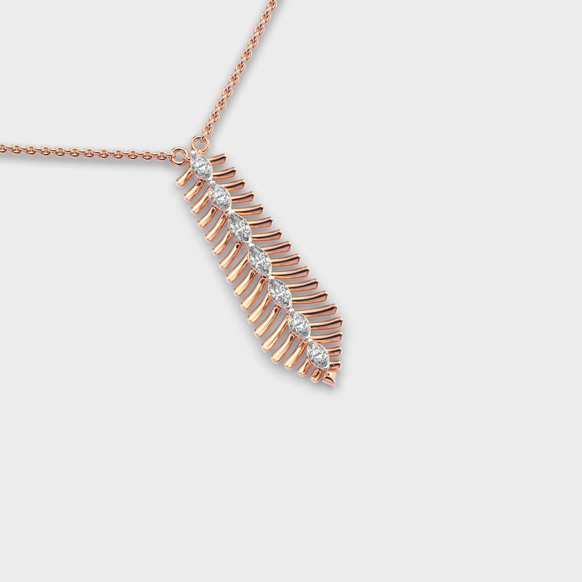 Elongated Fern Diamond Necklace