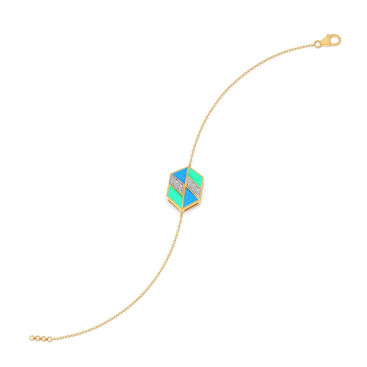 Hexora-Enamel Cobalt Diamond Chain Bracelet