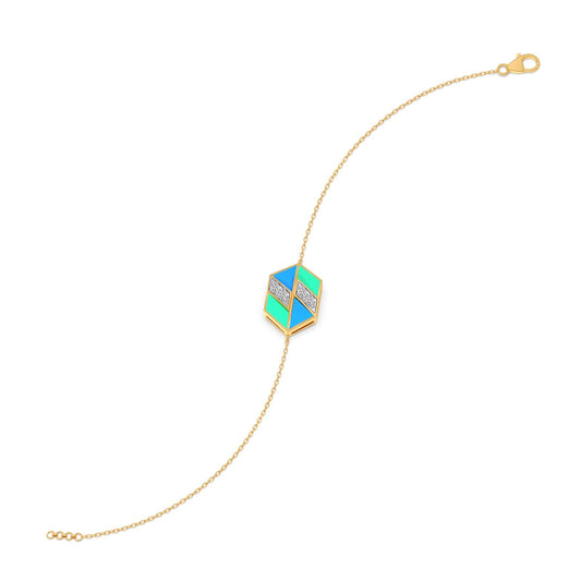 Hexora-Enamel Cobalt Diamond Chain Bracelet