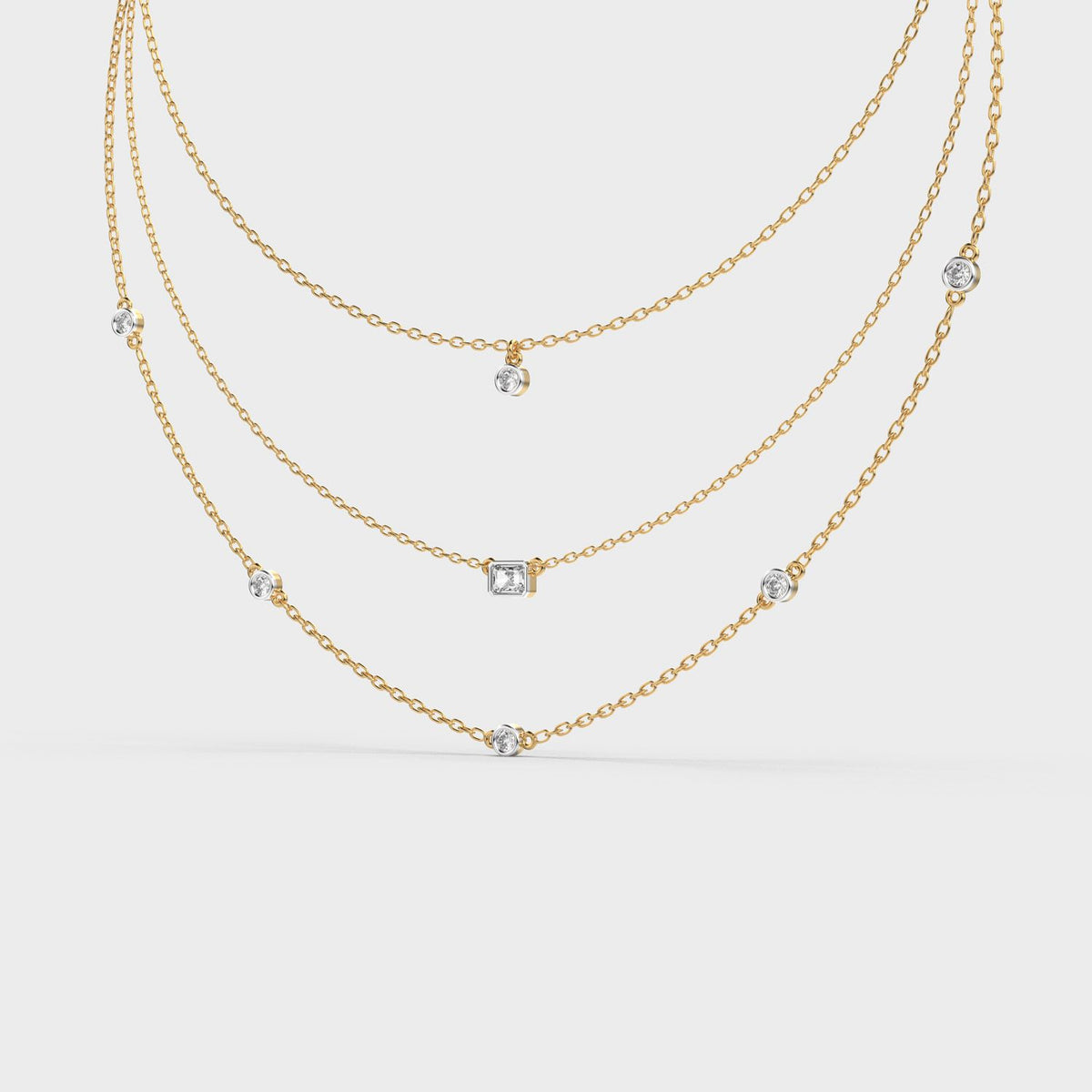 Three Layer Showcase Diamond Necklace