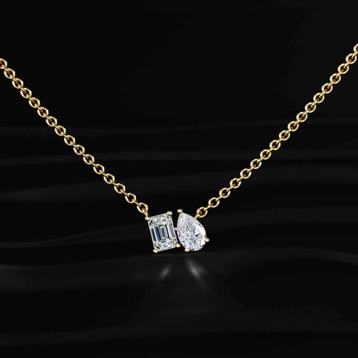 Toi Et Moi Emerald And Pear Necklace