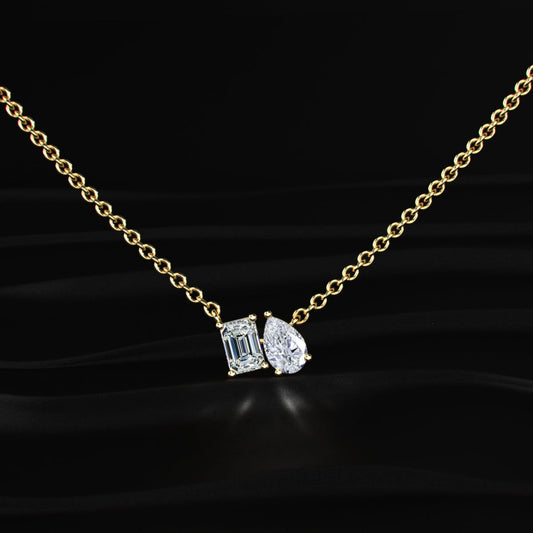 Toi Et Moi Emerald And Pear Necklace