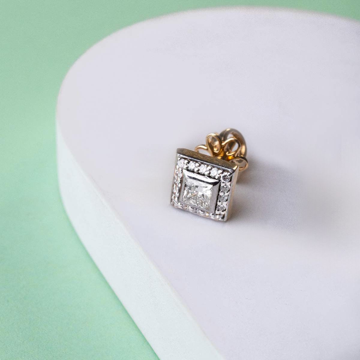 Classic Square Men Princess Diamond Stud