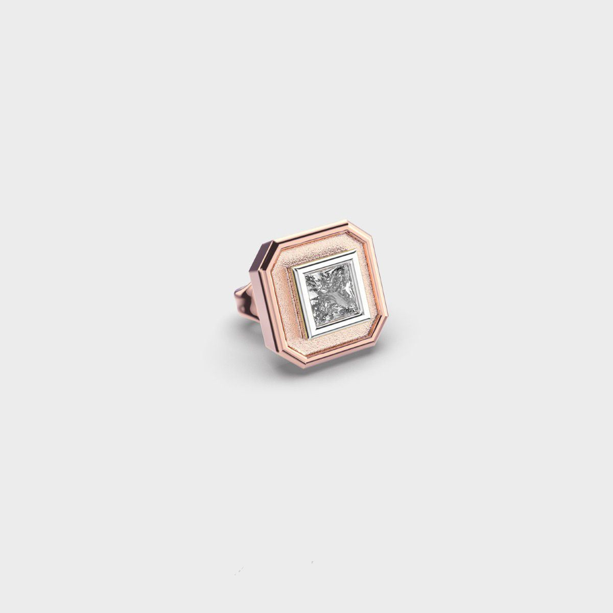 Dazzling Octagonal Princess Cut Diamond Stud For Men