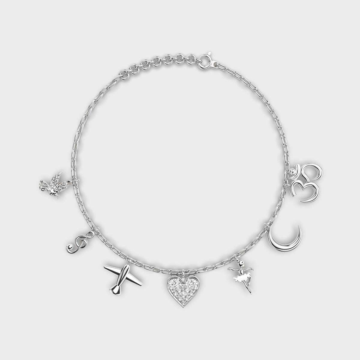 Personalised Mixed Diamond Charm Bracelet