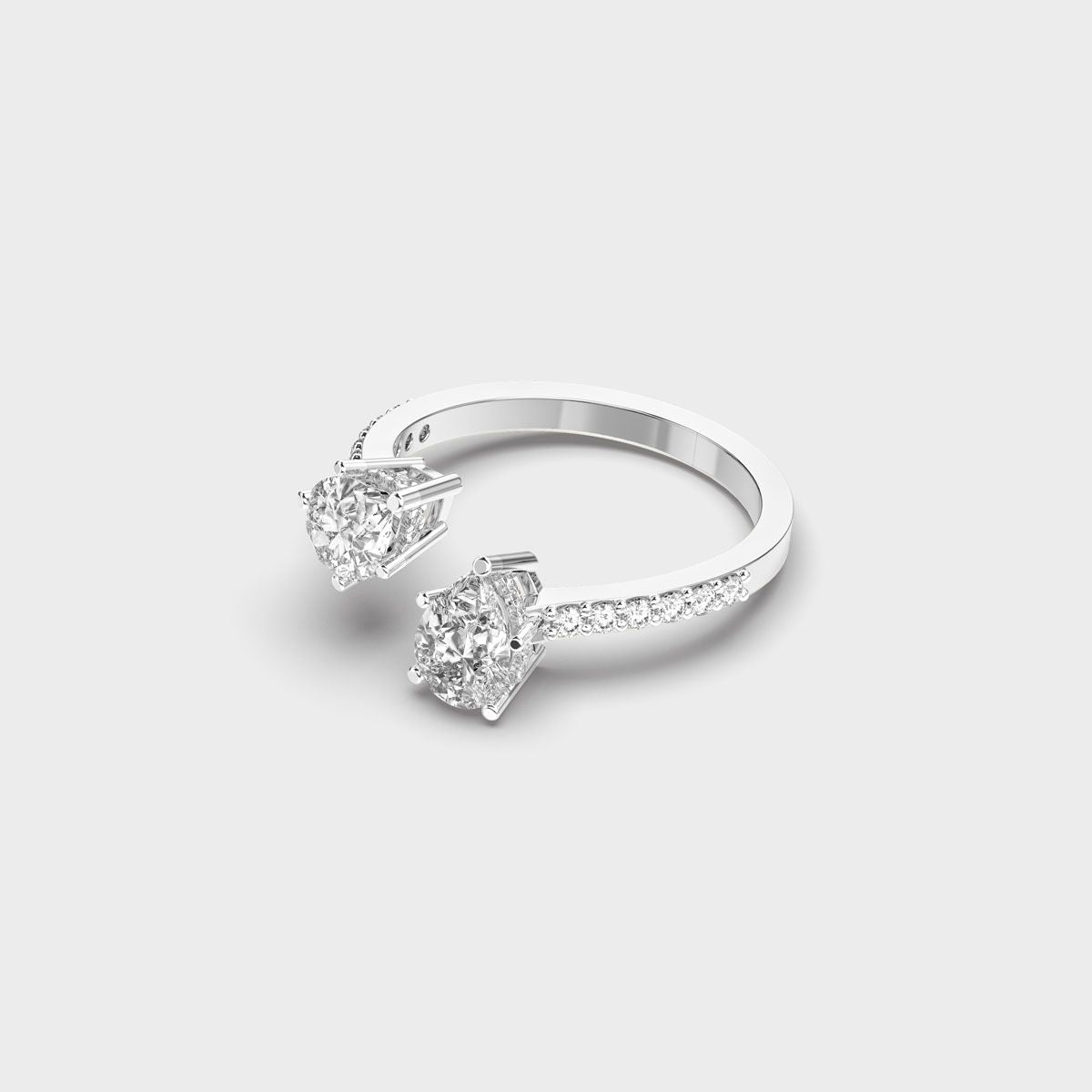 Double Drop Pear Diamond Ring - View 11