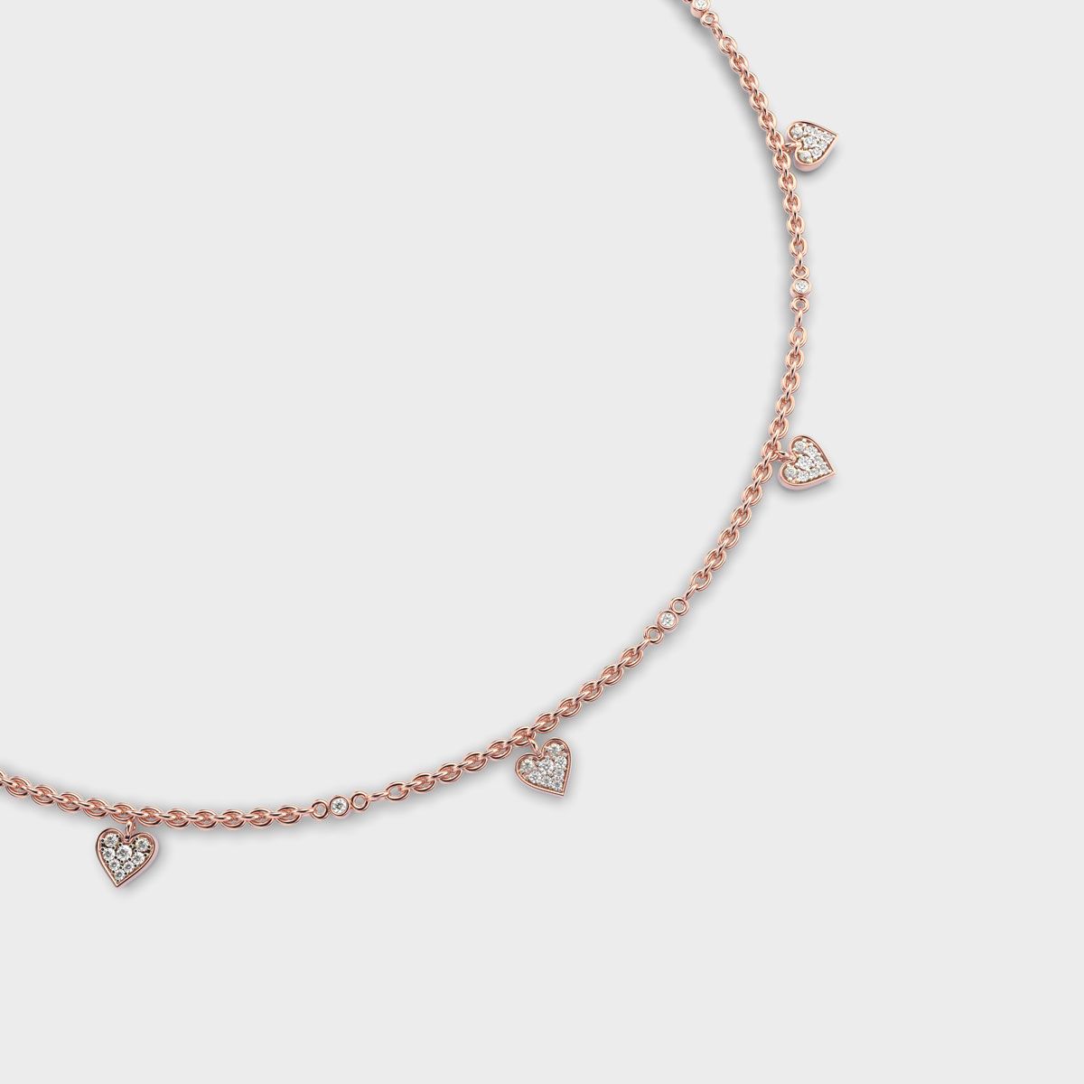 Dainty Hearts Charm Diamond Necklace