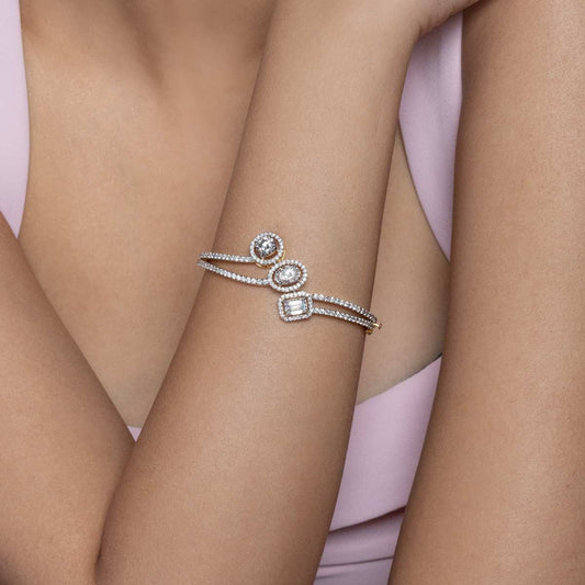 Three Pretty Curve Diamond Bracelet